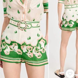 Zimmermann Womens  High Tide Sailboat Shorts and matching button-up top Green